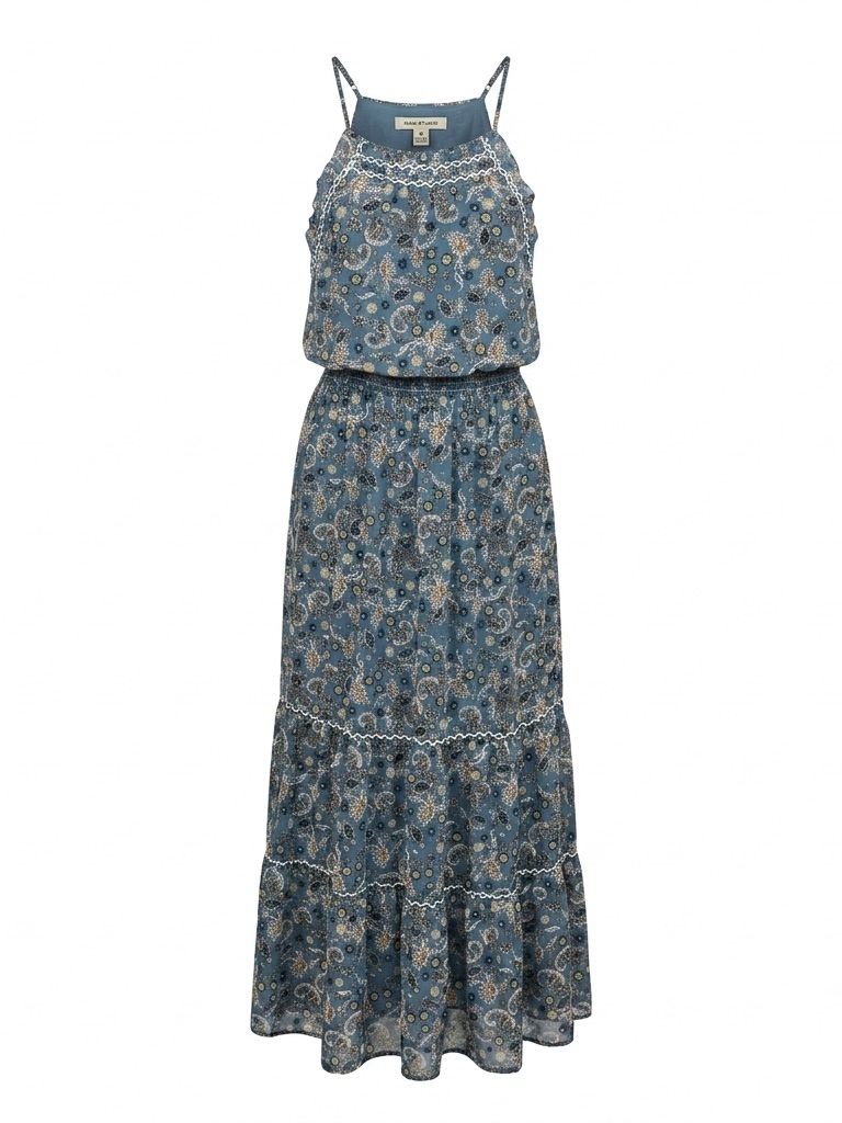 Max Studio Women's Georgette Smocked Waist Maxi Dress Size Medium